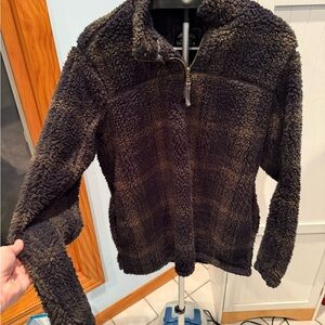 Plush Black and Dark Olive GreenFleece Turtleneck Sweater